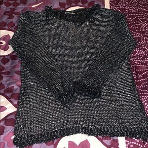 silver and black sweater